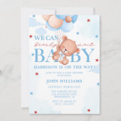 Blue Brown Baby Boy Bearly Wait Baby shower Kaart (Voorkant)