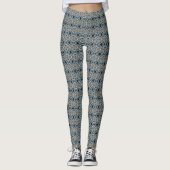 Blue Brown Beige Modern Diamond Pattern Yoga Gym Leggings (Voorkant)