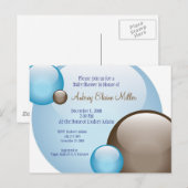 Blue & Brown Bubble-uitnodiging Uitnodiging Briefkaart (Voorkant / Achterkant)