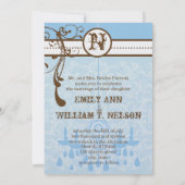 Blue & Brown  Chandelier Damask Your Photo Kaart (Achterkant)