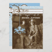 Blue & Brown  Chandelier Damask Your Photo Kaart (Voorkant / Achterkant)