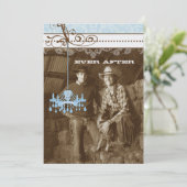 Blue & Brown  Chandelier Damask Your Photo Kaart (Staand voorkant)