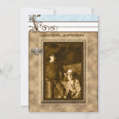 Blue & Brown Chandelier Damask Your Photo Kaart (Voorkant)