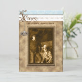 Blue & Brown Chandelier Damask Your Photo Kaart (Staand voorkant)