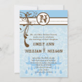 Blue & Brown Chandelier Damask Your Photo Kaart (Achterkant)