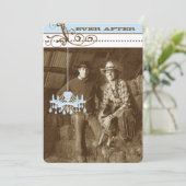 Blue & Brown Chandelier Damask Your Photo Kaart (Staand voorkant)