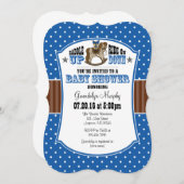 Blue Brown Cowboy Baby shower Invitation Kaart (Voorkant / Achterkant)