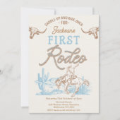  Blue Brown Cowboy Eerste Rodeo 1e Verjaardag Kaart (Voorkant)