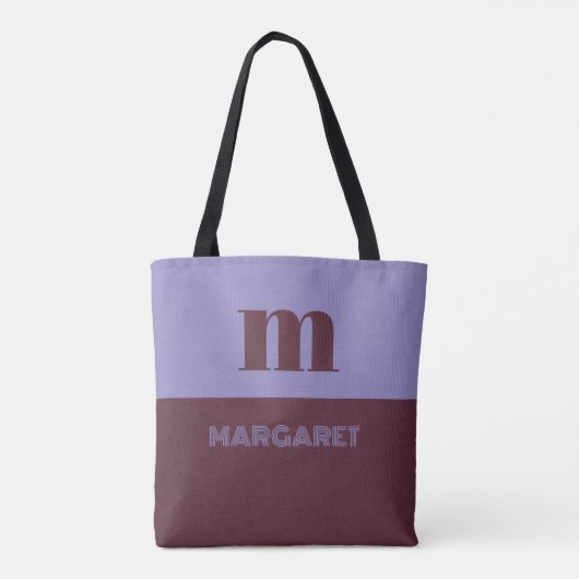 blue & brown custom initial name modern tote bag (Achterkant)