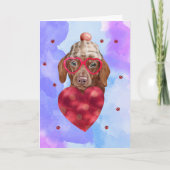 Blue Brown Dachshund Valentijnsdag Gift Dog Kaart (Voorkant)