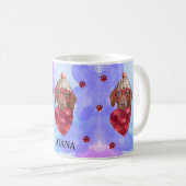 Blue Brown Dachshund Valentijnsdag Gift Dog Koffiemok (Voorkant rechts)