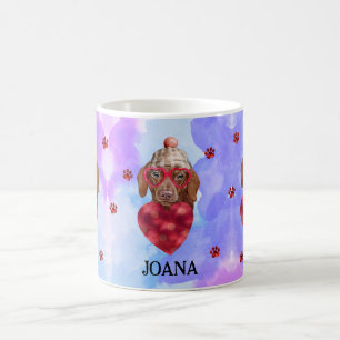 Blue Brown Dachshund Valentijnsdag Gift Dog Koffiemok