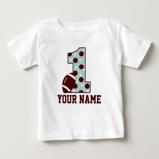 Blue Brown Dot 1st Birthday Football Shirt (Voorkant)