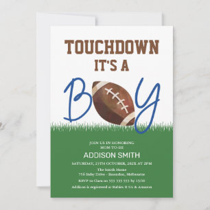Blue Brown Football Baby shower Invitation Kaart