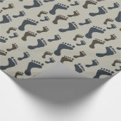 Blue Brown Footprints Baby shower Cadeaupapier (Hoek)