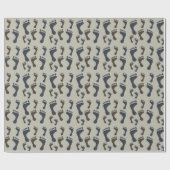 Blue Brown Footprints Baby shower Cadeaupapier (Vlak)