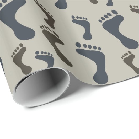 Blue Brown Footprints Baby shower Cadeaupapier (Rol Hoek)
