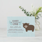 Blue & Brown Forest Beer Boys Verjaardagsuitnodigi Kaart (Staand voorkant)