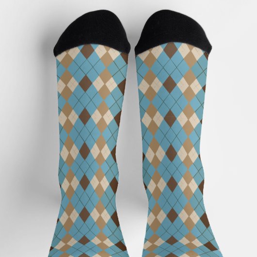 Blue Brown Gingham Pattern Sokken (Top)