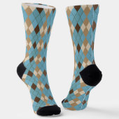Blue Brown Gingham Pattern Sokken (Gebogen)