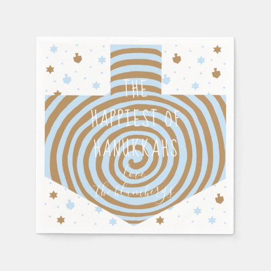 Blue Brown Hanukkah Swirl Dreidel Servet (Voorkant)