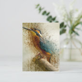 Blue Brown Kingfisher Abstract Briefkaart (Staand voorkant)