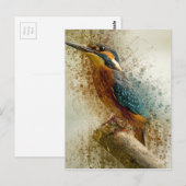 Blue Brown Kingfisher Abstract Briefkaart (Voorkant / Achterkant)