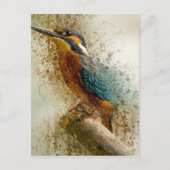 Blue Brown Kingfisher Abstract Briefkaart (Voorkant)