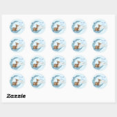Blue Brown Little Bambi Dust Cloud Birthday Boy Ronde Sticker (Vel)