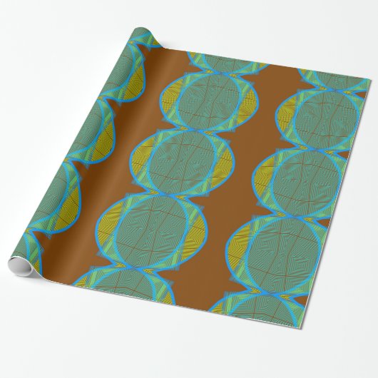 Blue Brown Modern Geometric Abstract Patroon Cadeaupapier (Uitgerold)