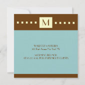 Blue Brown Monogram Art Deco Wedding Uitnodiging (Achterkant)