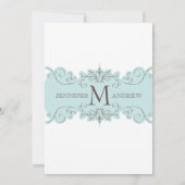 Blue Brown Monogram Wedding Invitations Kaart (Achterkant)
