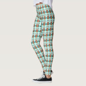 Blue Brown Owl Pattern Bird Print Ownership Leggin Leggings (Links)