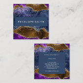 Blue Brown Paars Agate Abstract Vierkante Visitekaartje (Voorkant / Achterkant)