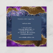 Blue Brown Paars Agate Abstract Vierkante Visitekaartje (Achterkant)