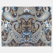 Blue Brown  Paisley 2 Fleece Deken (Voorkant (Horizontaal))