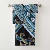 Blue Brown  Paisley Bad Handdoek (Insitu)