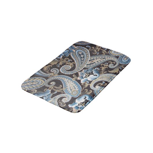 Blue Brown  Paisley Badmat (Gekanteld)