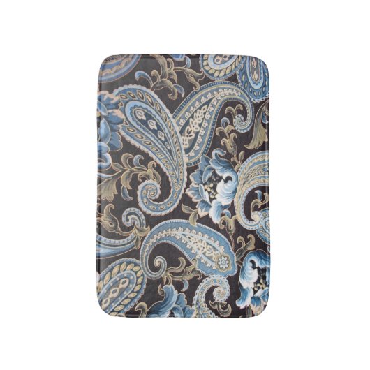 Blue Brown  Paisley Badmat (Voorkant Verticaal)