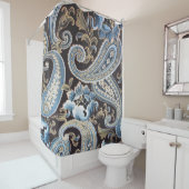 Blue Brown  Paisley Douchegordijn (In situ)