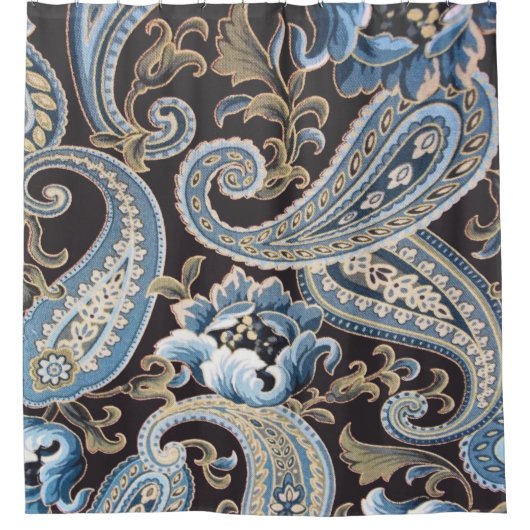 Blue Brown  Paisley Douchegordijn (Voorkant)