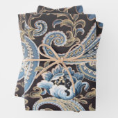 Blue Brown  Paisley Inpakpapier Vel (In situ)