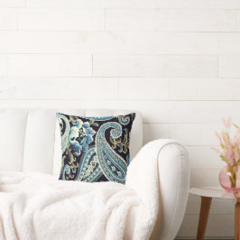 Blue Brown  Paisley Kussen