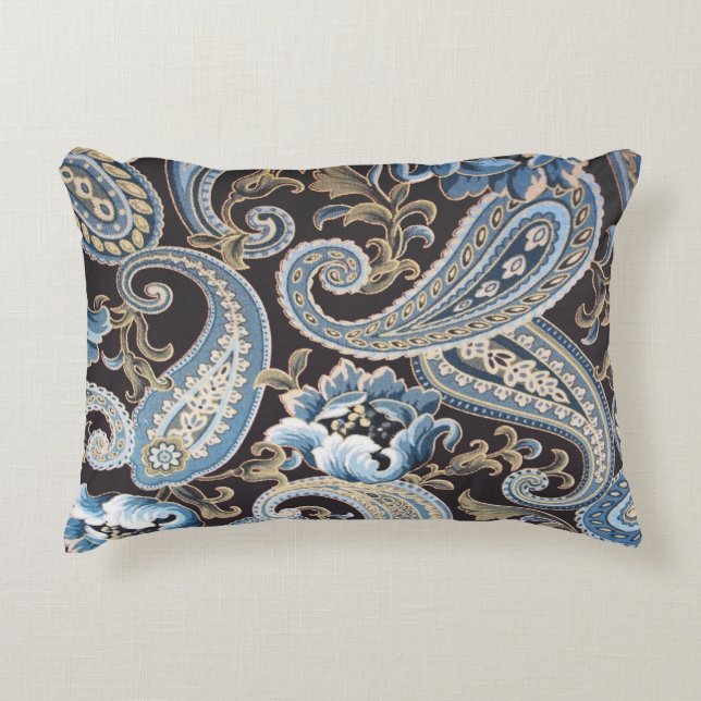 Blue Brown  Paisley Light Accent Kussen (Voorkant)