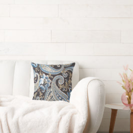 Blue Brown  Paisley Light Kussen