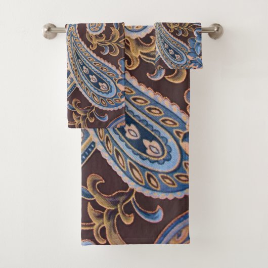 Blue Brown  Paisley New Bad Handdoek (Insitu)