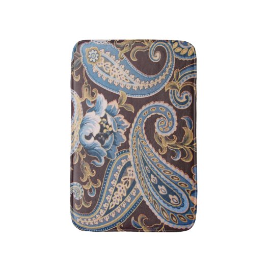 Blue Brown  Paisley New Badmat (Voorkant Verticaal)