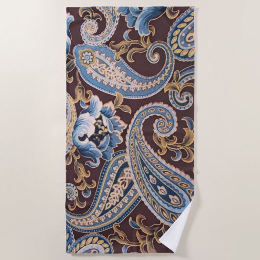 Blue Brown Paisley New Strandlaken (Voorkant)