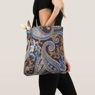 Blue Brown  Paisley New Tote Bag