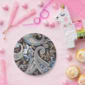 Blue Brown  Paisley Papieren Bordje (Feest)